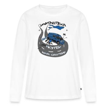 VANtastisch 640bl Hotel war gestern - Frauen Premium Bio Langarmshirt - Weiß - Vorne - Julia (174cm)