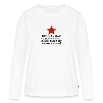 Si tu peux lire ça, tu n’es pas un Wessi ! - T-shirt manches longues Premium bio Femme - blanc - Devant - Julia (174cm)