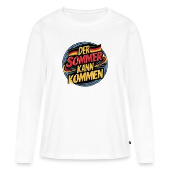 L’été peut arriver - T-shirt manches longues Premium bio Femme - blanc - Devant - Julia (174cm)