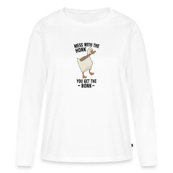 Honk canard brutal avec batte de baseball - T-shirt manches longues Premium bio Femme - blanc - Devant - Julia (174cm)