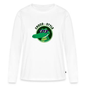 Crocodile élégant et cool - T-shirt manches longues Premium bio Femme - blanc - Devant - Julia (174cm)