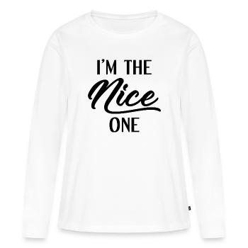 Je suis le gentil - T-shirt manches longues Premium bio Femme - blanc - Devant - Julia (174cm)