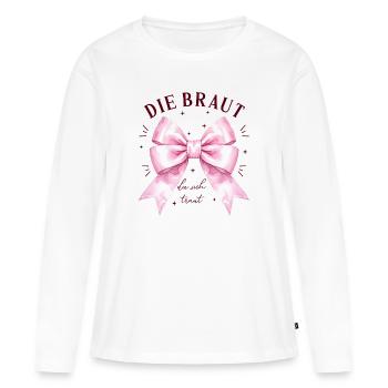 Braut Junggesellinnenabschied Team Partnerlook - Frauen Premium Bio Langarmshirt - Weiß - Vorne - Julia (174cm)
