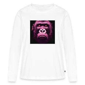 The Sad Monkey - Portrait d’animaux Style Pop Art - T-shirt manches longues Premium bio Femme - blanc - Devant - Julia (174cm)