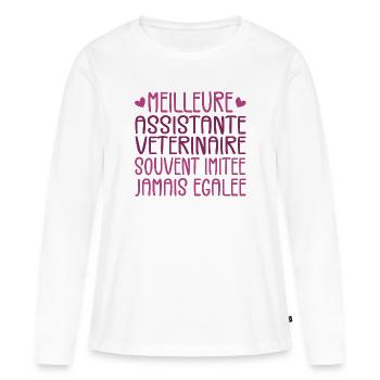 Souvent imitée Meilleure assistante vétérinaire - T-shirt manches longues Premium bio Femme - blanc - Devant - Julia (174cm)