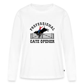 Ouvre-porte professionnel - T-shirt manches longues Premium bio Femme - blanc - Devant - Julia (174cm)