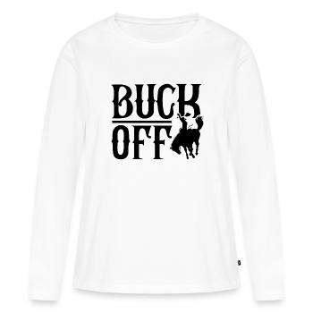 Buck Off - T-shirt manches longues Premium bio Femme - blanc - Devant - Julia (174cm)