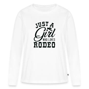 Juste une fille qui aime le rodéo - T-shirt manches longues Premium bio Femme - blanc - Devant - Julia (174cm)