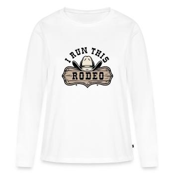 Je cours ce rodéo - T-shirt manches longues Premium bio Femme - blanc - Devant - Julia (174cm)