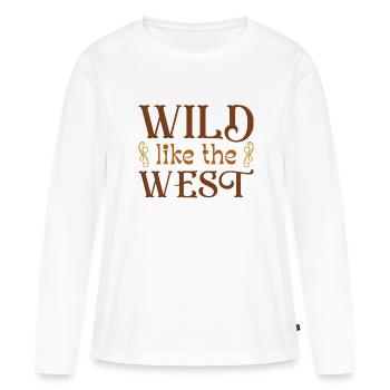 Sauvage comme l’Ouest - T-shirt manches longues Premium bio Femme - blanc - Devant - Julia (174cm)