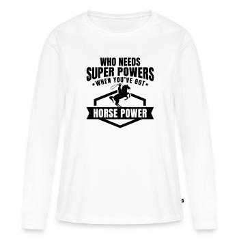 Puissance des chevaux - T-shirt manches longues Premium bio Femme - blanc - Devant - Julia (174cm)
