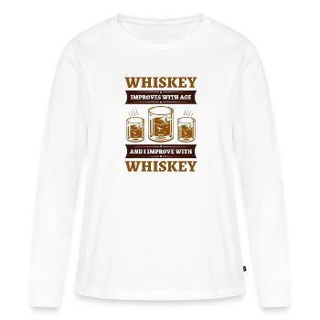 Le whisky s’améliore avec l’âge - T-shirt manches longues Premium bio Femme - blanc - Devant - Julia (174cm)