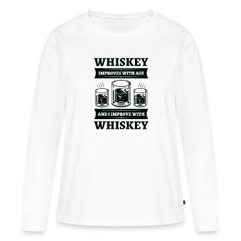 Le whisky s’améliore avec l’âge - T-shirt manches longues Premium bio Femme - blanc - Devant - Julia (174cm)