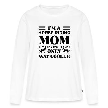 Je suis une maman d’équitation - T-shirt manches longues Premium bio Femme - blanc - Devant - Julia (174cm)