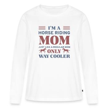 Je suis une maman d’équitation - T-shirt manches longues Premium bio Femme - blanc - Devant - Julia (174cm)