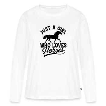 Juste une fille qui aime les chevaux - T-shirt manches longues Premium bio Femme - blanc - Devant - Julia (174cm)