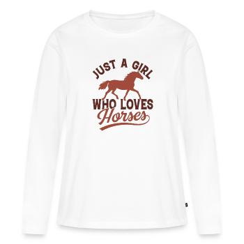 Juste une fille qui aime les chevaux - T-shirt manches longues Premium bio Femme - blanc - Devant - Julia (174cm)