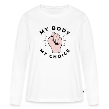 Mon corps mon choix - T-shirt manches longues Premium bio Femme - blanc - Devant - Julia (174cm)