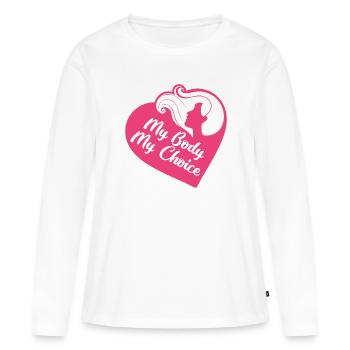 Mon corps mon choix - T-shirt manches longues Premium bio Femme - blanc - Devant - Julia (174cm)