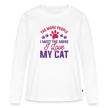 Ich liebe meine Katze - Frauen Premium Bio Langarmshirt - Weiß - Vorne - Julia (174cm)