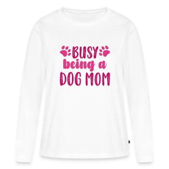 Occupé à être une maman de chien - T-shirt manches longues Premium bio Femme - blanc - Devant - Julia (174cm)