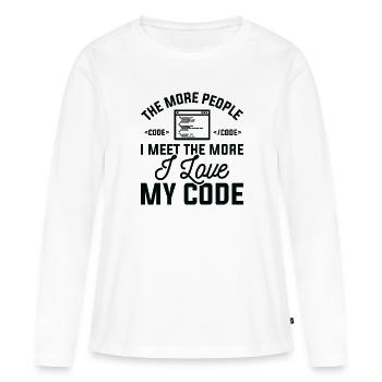 J’aime mon code - T-shirt manches longues Premium bio Femme - blanc - Devant - Julia (174cm)