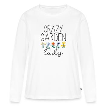 Dame de jardin folle - T-shirt manches longues Premium bio Femme - blanc - Devant - Julia (174cm)