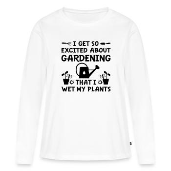 Je mouille mes plantes - T-shirt manches longues Premium bio Femme - blanc - Devant - Julia (174cm)