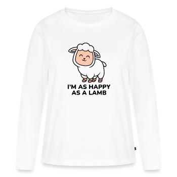 Ich bin so glücklich wie ein Lamm - Frauen Premium Bio Langarmshirt - Weiß - Vorne - Julia (174cm)