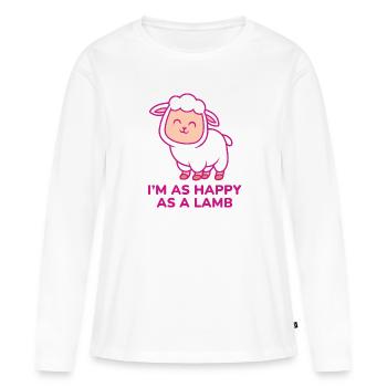 Je suis aussi heureux qu’un agneau - T-shirt manches longues Premium bio Femme - blanc - Devant - Julia (174cm)