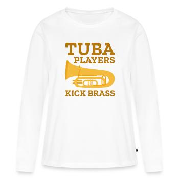 Les joueurs de tuba donnent un coup de pied aux cuivres - T-shirt manches longues Premium bio Femme - blanc - Devant - Julia (174cm)