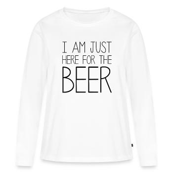Je suis juste ici pour la bière - T-shirt manches longues Premium bio Femme - blanc - Devant - Julia (174cm)