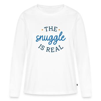 Das Kuscheln ist echt - Frauen Premium Bio Langarmshirt - Weiß - Vorne - Julia (174cm)