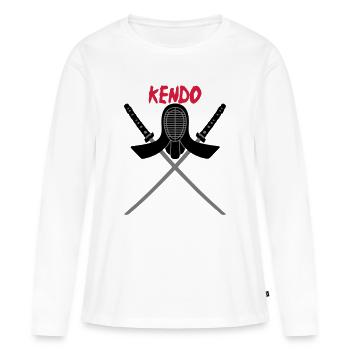 KENDO - T-shirt manches longues Premium bio Femme - blanc - Devant - Julia (174cm)