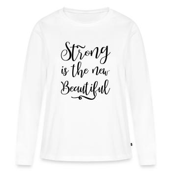 Strong est une nouvelle belle salle de fitness qui dit femmes - T-shirt manches longues Premium bio Femme - blanc - Devant - Julia (174cm)