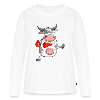 Witziger Comic Stier - Frauen Premium Bio Langarmshirt - Weiß - Vorne - Julia (174cm)