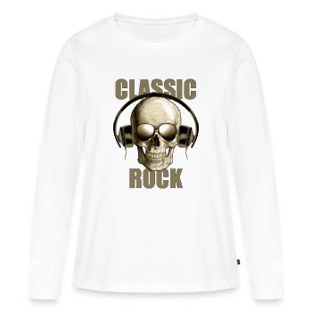 Un design classique de Rock Skull avec casque - T-shirt manches longues Premium bio Femme - blanc - Devant - Julia (174cm)