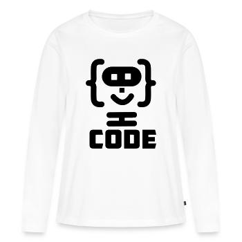 Hacker-Programmierer-Code-Logo mit Text CODE - Frauen Premium Bio Langarmshirt - Weiß - Vorne - Julia (174cm)