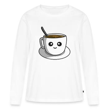 Pause-café - T-shirt manches longues Premium bio Femme - blanc - Devant - Julia (174cm)