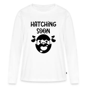 Né Bébé Ventre Enceinte Déclaration Parents Coeur - T-shirt manches longues Premium bio Femme - blanc - Devant - Julia (174cm)