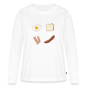 Pixelfrühstück Platte - Frauen Premium Bio Langarmshirt - Weiß - Vorne - Julia (174cm)