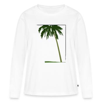 Palmier dans le cadre | palmier dans le cadre - T-shirt manches longues Premium bio Femme - blanc - Devant - Julia (174cm)