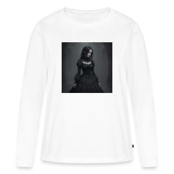 Gothic Viktorianisches Schwarzkleid - Frauen Premium Bio Langarmshirt - Weiß - Vorne - Julia (174cm)