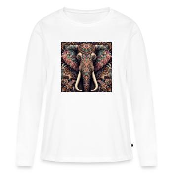 Éléphant décoré - T-shirt manches longues Premium bio Femme - blanc - Devant - Julia (174cm)