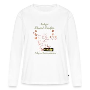 Tokyo Surfer Dude - T-shirt manches longues Premium bio Femme - blanc - Devant - Julia (174cm)