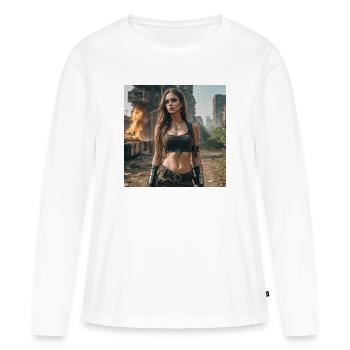 Femme Apocalypse - T-shirt manches longues Premium bio Femme - blanc - Devant - Julia (174cm)