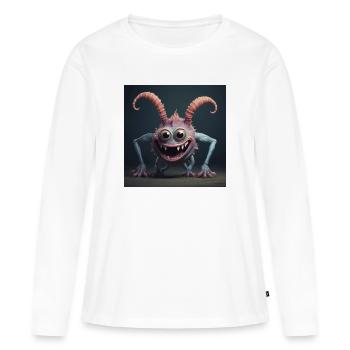 Créature joyeuse - T-shirt manches longues Premium bio Femme - blanc - Devant - Julia (174cm)