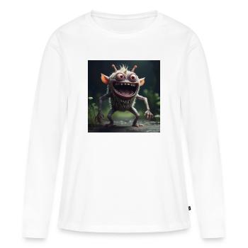 Créature joyeuse - T-shirt manches longues Premium bio Femme - blanc - Devant - Julia (174cm)