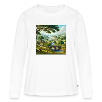 Lebendige Naturansicht - Frauen Premium Bio Langarmshirt - Weiß - Vorne - Julia (174cm)