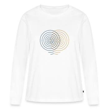 Interférence concentrique – Conception physique - T-shirt manches longues Premium bio Femme - blanc - Devant - Julia (174cm)